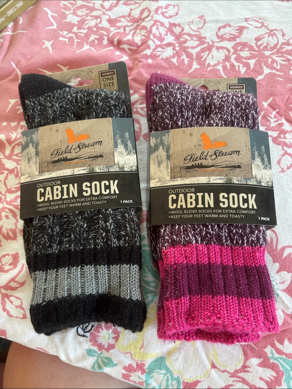 Field & Stream Women’s Cabin Socks - Black, Gray & Pink
